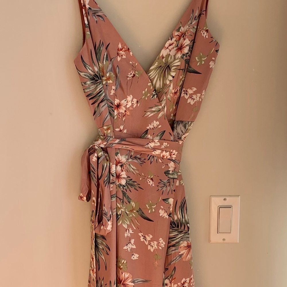 NWOT Pink Floral Wrap Dress